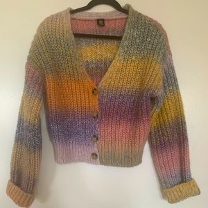 Urban Outfitters Rainbow Fuzzy Cardigan Size S